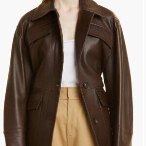 Vince Brown Leather Safari Jacket